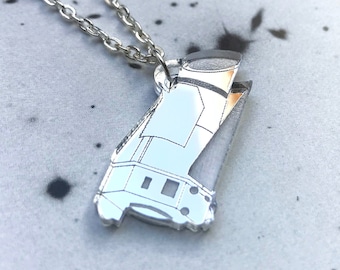 Kepler telescope necklace, mirror perspex pendant necklace