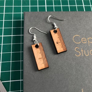 Ruler earrings, sewing jewellery