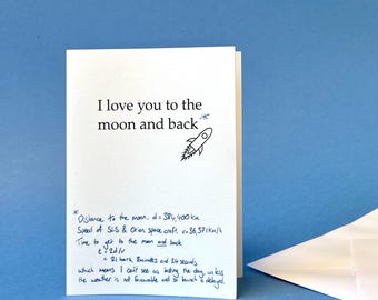 Anti-Valentines Day card, funny Valentines Day card, I love you to the moon and back