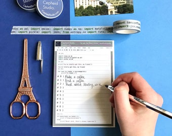 Python code notepads, programmer stationery