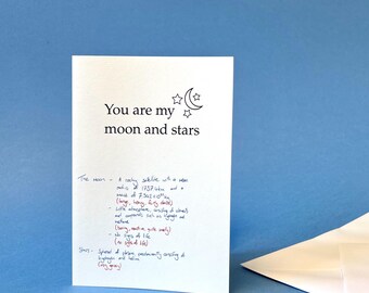 Funny Anti-Valentine's Day Card, Moon Stars Astronomy, Recycled Cardstock