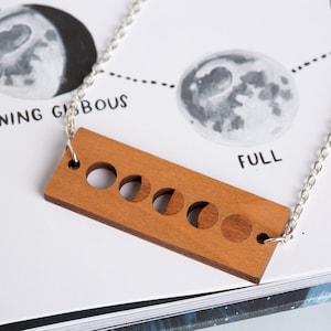 Moon phases necklace, lunar jewellery