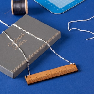 Ruler necklace, knitting jewellery