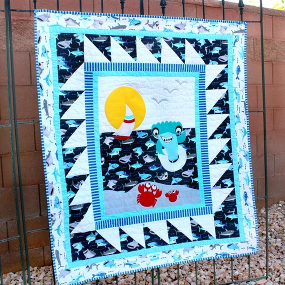 Shark And Crab Meet Quilt And Pillow Pdf Downloadable Pattern Etsy
