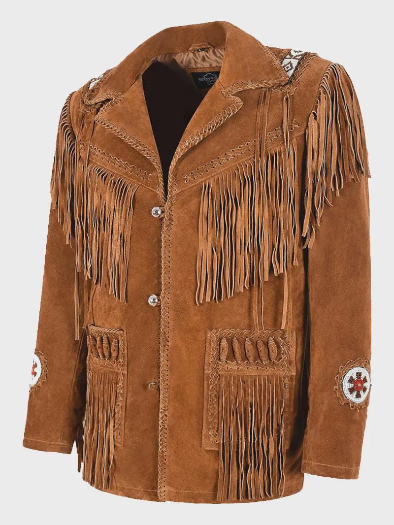 Beaded and Fringed Suede Jacket