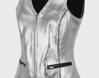 Silver Foil Lambskin Gilet for Women  5678