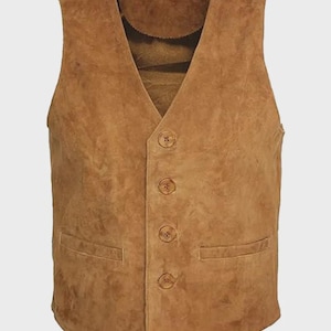 Mens Goat Suede Classic Smart Tan Leather Waistcoat