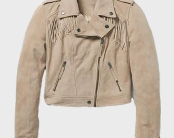 Womens Premium Suede Moto Jacket