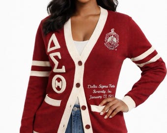 Delta Sigma Theta Crimson Chenille Cardigan