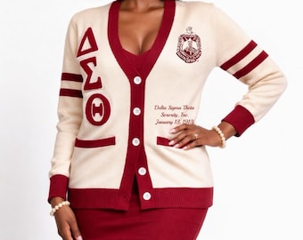 Delta Sigma Theta Cream Chenille Cardigan