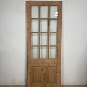 Antique French Panel Door with Glass (88.5 x 35) N220