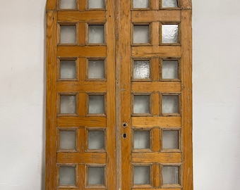 Antique French arched panel doors with glass (105x50) K327