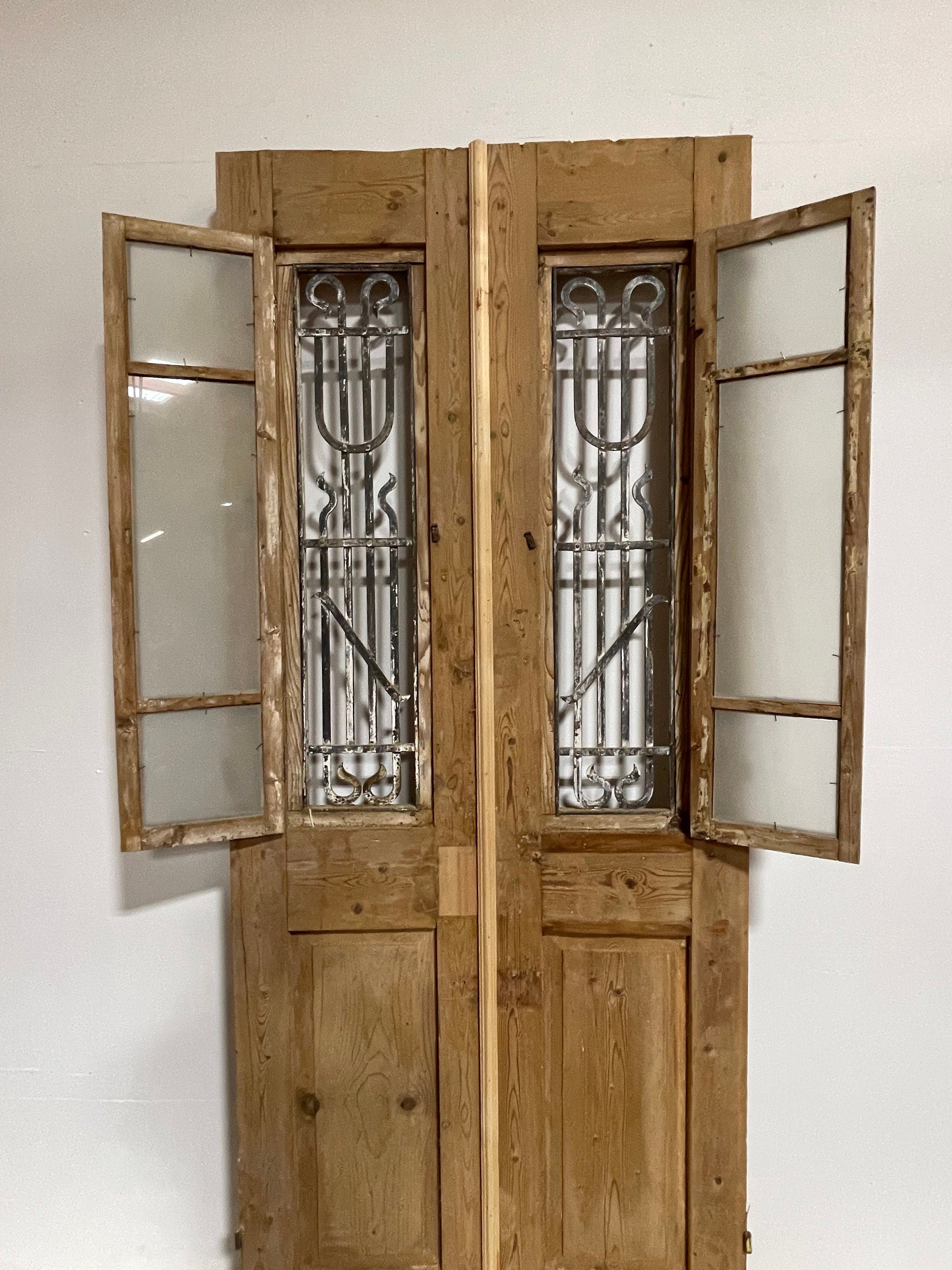 フランス アンティーク Iron Double Door ドア カウンター Antique French Door With Iron G0993 (93.5x38) - Etsy