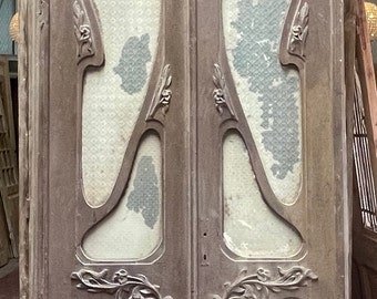 Antique Farouk Palace  doors with glass (F 130.5x46.5) (D 103.5x42.75) I256