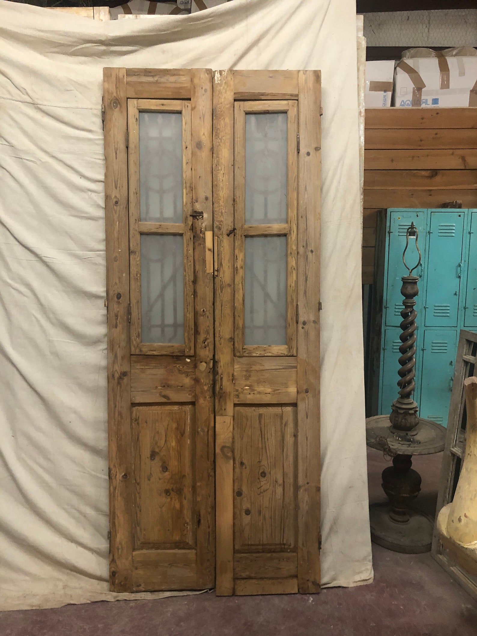 Antique panel doors 96.5x37.25 with iron and glass C127 Etsy