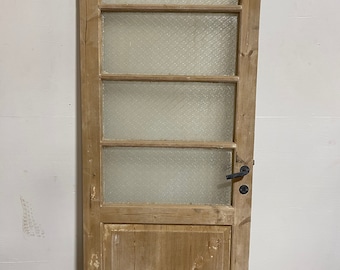 Antique  French Panel Door with Glass  (84x32) J919