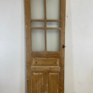 Antique  French Panel Door with Glass  (81.75x27.25) L120