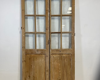 Antique French panel doors with glass (96x43.5) L220