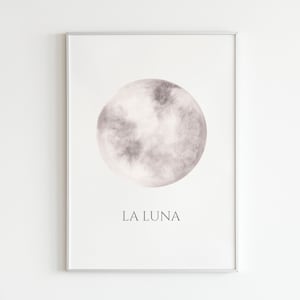 Watercolor Full Moon Digital Print | Hand Painted Moon Phase Art for Home Office | Full Moon Art | La Luna | La Lune Wall Art Print | Luna
