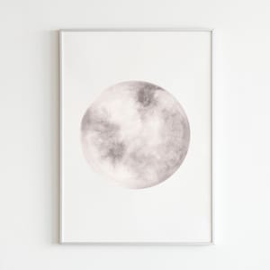 Watercolor Full Moon Digital Print | Hand Painted Moon Phase Art for Home Office | Full Moon Art | La Luna | La Lune Wall Art Print |