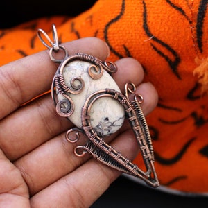 Jasper Pendant Copper Wire Wrapped Pendant Handmade Pendant Gemstone Wire Wrapped Jewelry Jasper Jewelry Wire Wrap Jewelry Anniversary Gift