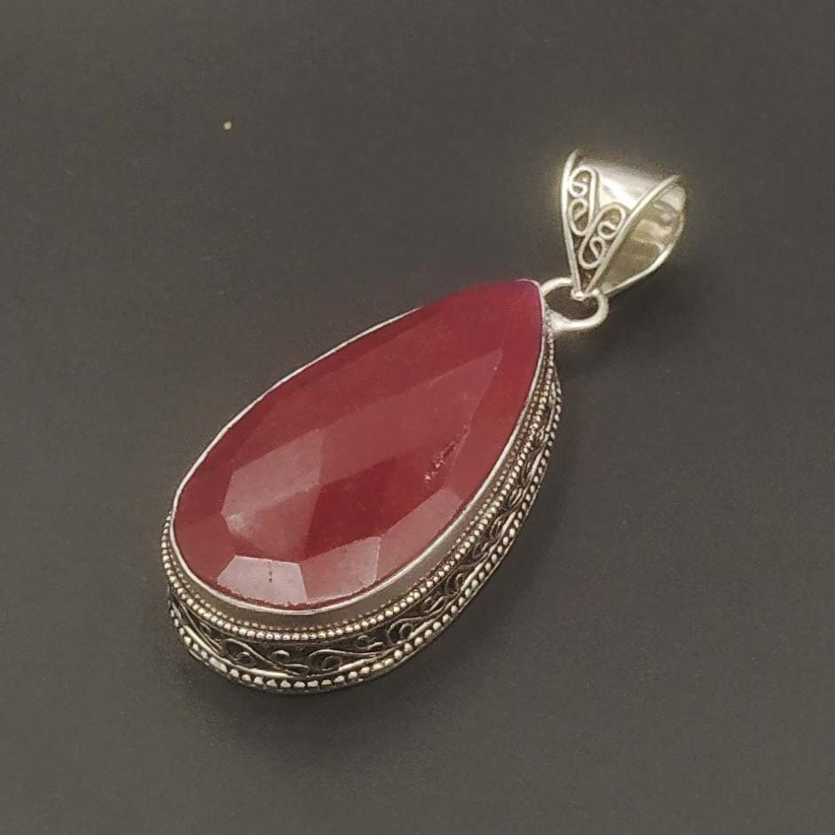 Red Ruby Pendant Created Ruby Jewellery Handmade Jewelry | Etsy