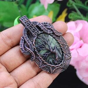 Tree Of Life Pendant Serpentine Pendant Serpentine Wire Wrapped Pendant Copper Wire wrap Jewelry Handmade Pendant Designer Pendant Jewelry