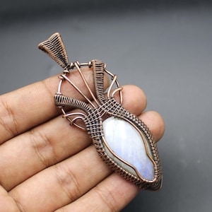 Moonstone Pendant Copper Wire Wrapped Pendant Copper Jewelry Moonstone Jewelry Handmade Pendant Gemstone Pendant Wire Wrapped Jewelry