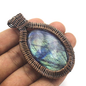 Copper Wire Wrapped Pendant Labradorite Pendant Copper Jewelry Designer Pendant Labradorite Jewelry Wire Wrapped Jewelry Wire Wrap Pendant