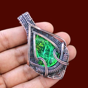 Handmade Copper Wire Wrapped Australian Triplet Opal Pendant