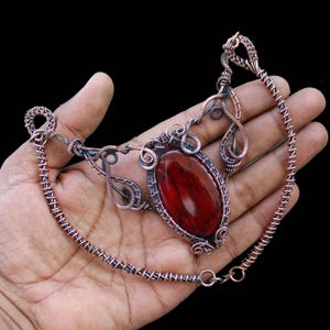 Red Labradorite Necklace Labradorite Wire Wrapped Necklace Gemstone Jewelry Handmade Necklace For Wife Wire Wrap Jewelry Gemstone Necklace