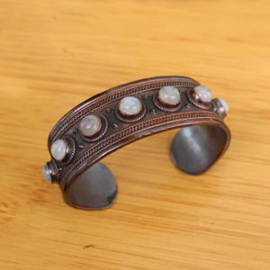 Natural Moonstone Cuff Bracelet Gemstone Copper Bangle Handmade Cuff Bracelet Copper Jewelry Moonstone Copper Jewelry Designer Mens Bracelet
