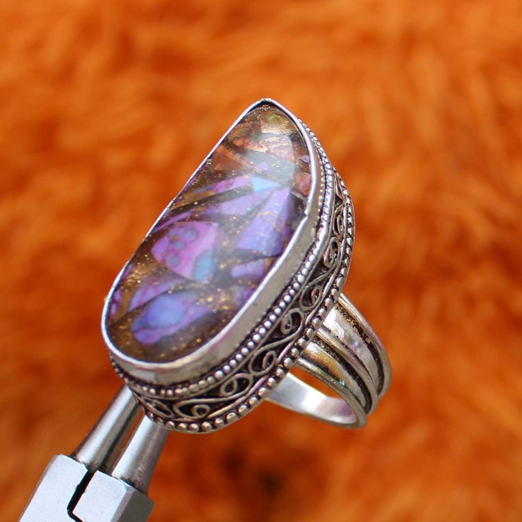 Tribal Jewellery Pendant ORANGE COPPER TURQUOISE 925 Silver Plated Tribal Jewellery Pendant ORANGE COPPER TURQUOISE 925 Silver Plated