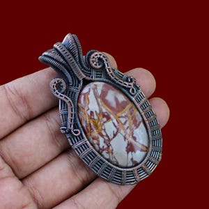 Noreena Jasper Pendant, Copper Wire Wrapped Pendant, Wire Wrap Pendant, Copper Jewelry, Wire Wrapped Jewelry,  Handmade Pendant Gift For Mom