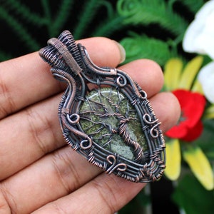 Tree Of Life Gemstone Pendant Dragon Bloodstone Wire Wrapped Pendant Handmade Jewelry Dragon Bloodstone Pendant Copper Wire Wrap Jewelry