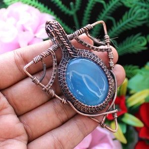 Chalcedony Gemstone Pendant Copper Wire Wrapped Pendant Chalcedony Pendant Copper Pendant Chalcedony Wire Wrapped Jewelry Gift For Him Her