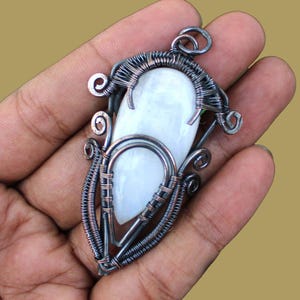Moonstone Copper Pendant Moonstone Copper Wire Wrapped Pendant Handmade Pendant Copper Wire Wrapped Jewelry Gemstone Pendant Gift For Her