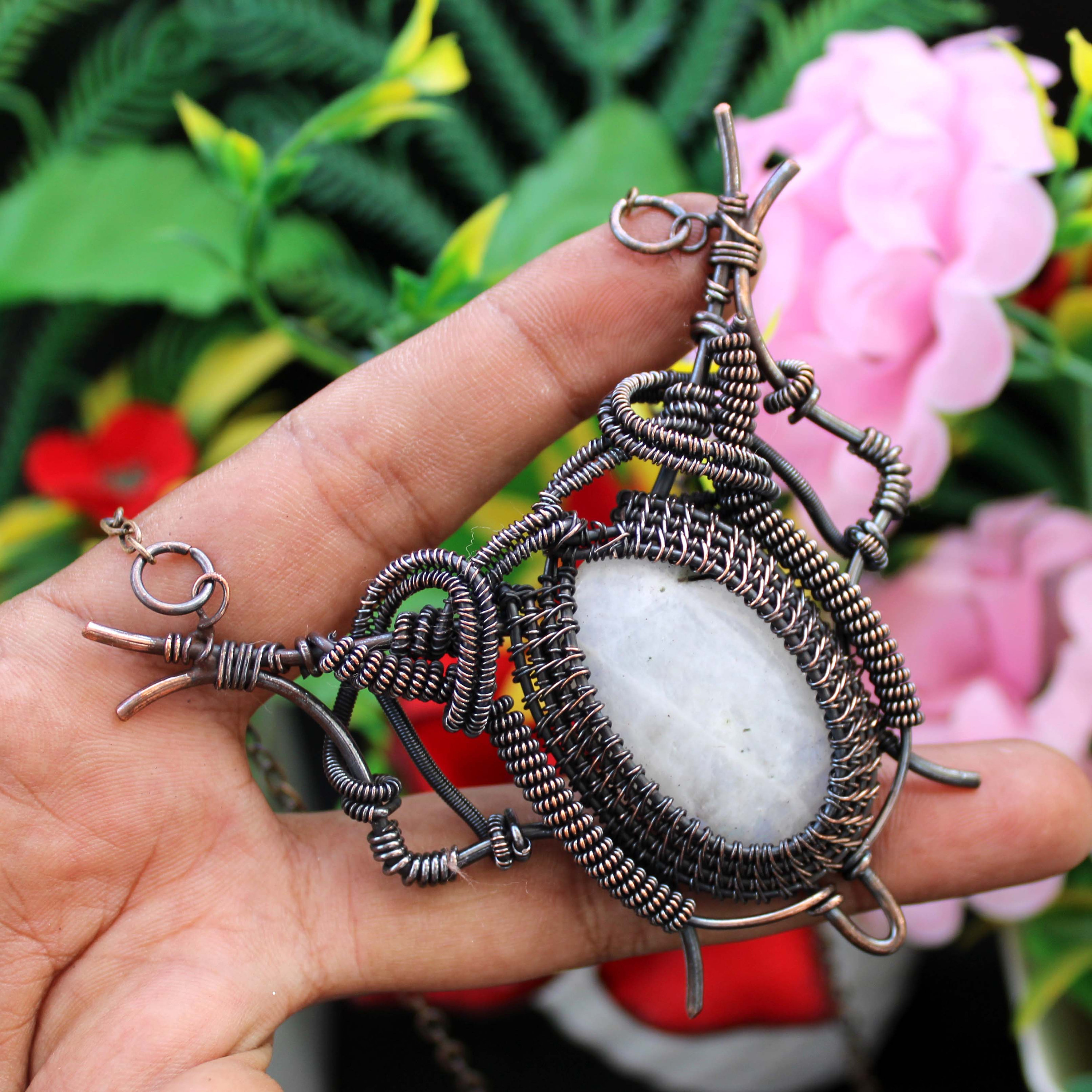 Ciondolo Luna Fatto A Mano In Argento Sterling 925 Con Pietra Preziosa - Foto 5