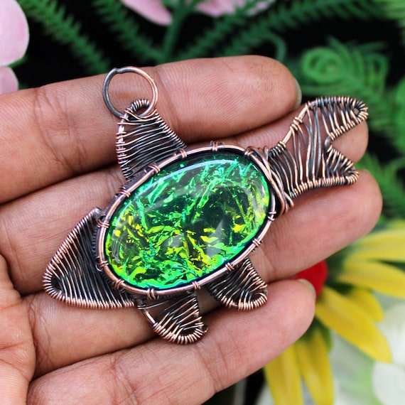 Triplet Opal Pendant Copper Wire Wrapped Pendant Gemstone Jewelry