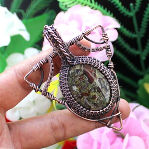 Dragon Blood Jasper Pendant Dragon Blood Jasper Wire Wrapped Pendant Copper Jewelry Handmade Pendant Gemstone Pendant Christmas Gift For Her
