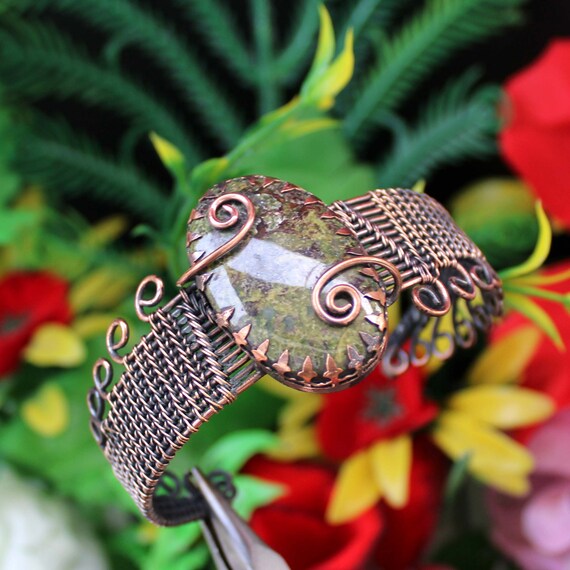 Bracelet Wire Wrapped Dragon Dragon Bloodstone Bangle Cuff