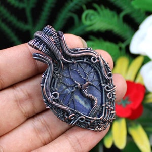 Baum des Lebens Edelstein Anhänger Lapis Lazuli Draht Gewickelt Anhänger Handgemachter Schmuck Lapis Lazuli Anhänger Schmuck Kupfer Draht Gewickelt Schmuck
