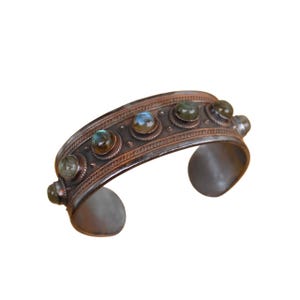 Labradorite Copper Bangle Natural Labradorite Cuff Bracelet Labradorite Gemstone Jewelry Handmade Jewelry Copper Bracelet Adjustable Bangles