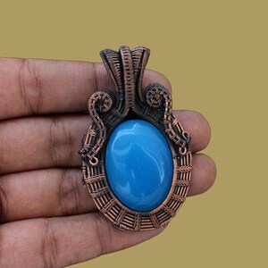 Chalcedony Pendant Handmade Wire Wrapped Pendant Copper Wire Wrap Pendant Gemstone Jewelry Wire Wrapped Jewelry Gemstone Handmade Jewelry
