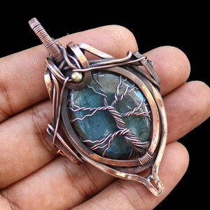 Natural Labradorite Pendant Labradorite Tree Of Life Pendant Copper Wire Wrapped Pendant Handmade Pendant Gemstone Jewelry Wire Wrap Jewelry