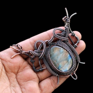 Copper Wire Wrap Necklace Labradorite Wire Wrapped Necklace, Labradorite Copper Necklace, Labradorite Gemstone Necklace, Handmade Jewelry