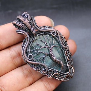Gemstone Wire Wrapped Pendant Tree Of Life Pendant Handmade Jewelry Labradorite Pendant Necklace Jewelry Labradorite Copper Wrapped Jewelry