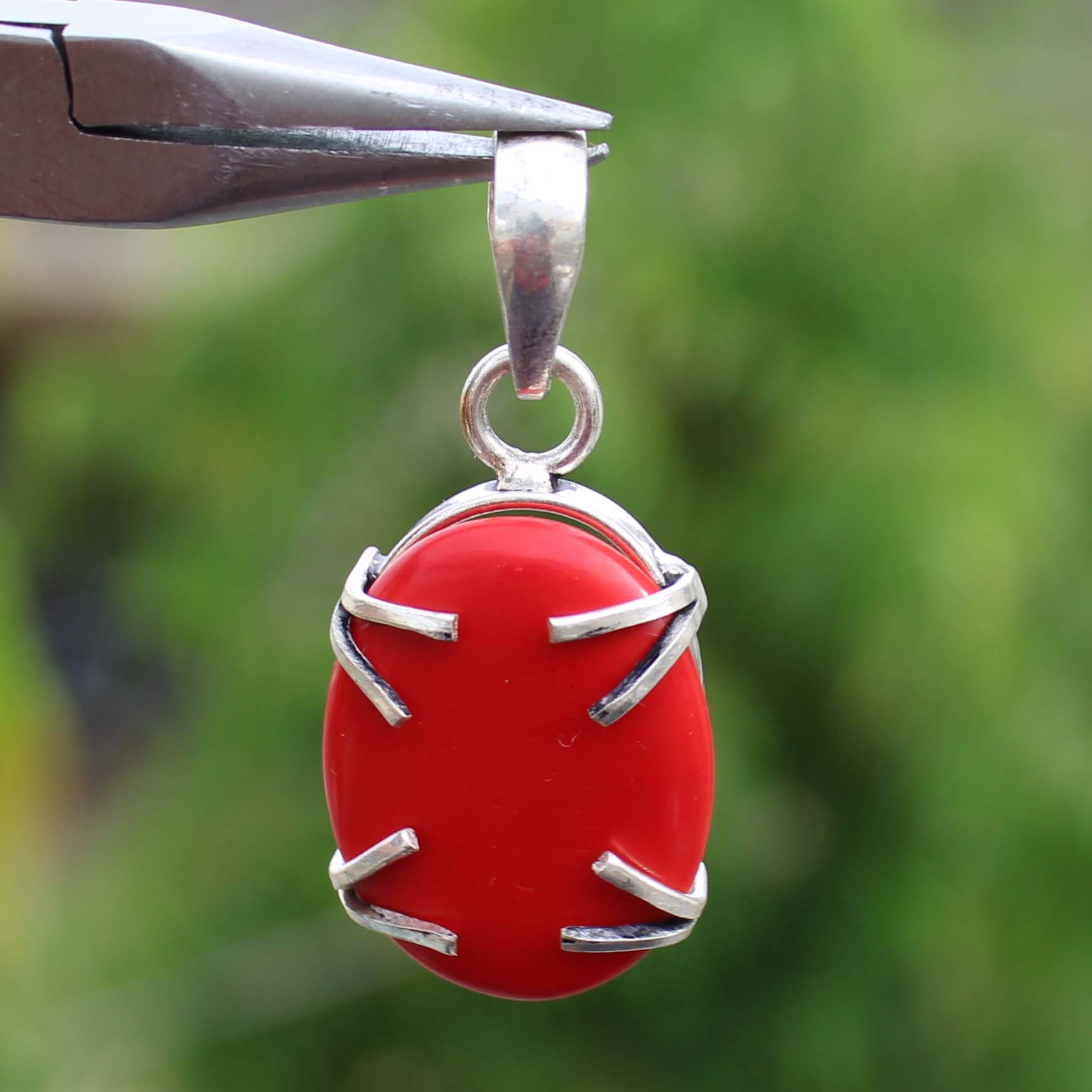 Red Coral Pendant Necklace Coral Jewellery Gemstone Pendant Etsy