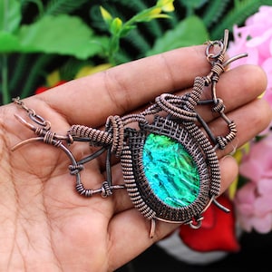 Australian Triplet Opal Necklace Copper Wire Wrapped Necklace Handmade Necklace Copper Wire Wrap Jewelry Gemstone Necklace Copper Necklace