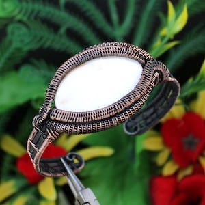 Mother Of Pearl Cuff Bracelet Copper Wire Wrapped Cuff Bagnle Handmade Jewelry Gemstone Wire Wrap Jewelry Gemstone Bracelet Copper Bracelet